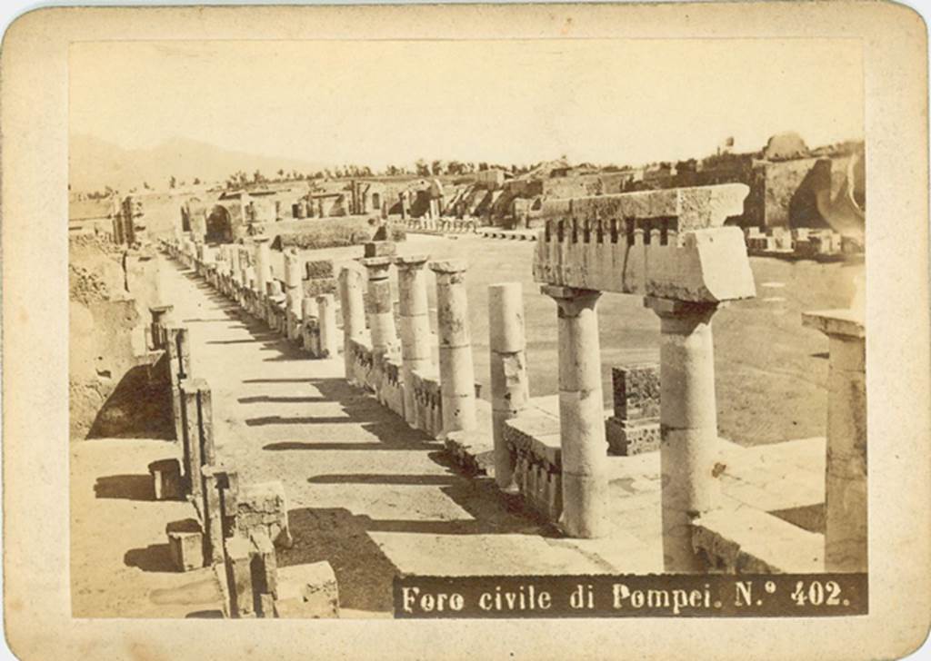 VII.8 Pompeii Forum. 1860s – 1870s view looking north along the west side. Photo courtesy of Rick Bauer.