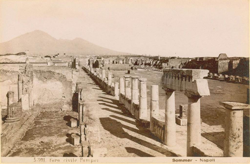VII.8 Pompeii Forum. 1880. G. Sommer no. 5301. Looking north along the west side. Photo courtesy of Rick Bauer.
