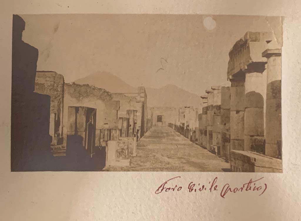 VII.8 Pompeii. From an album dated c.1875-1885. Looking north along west side of Forum. Photo courtesy of Rick Bauer.