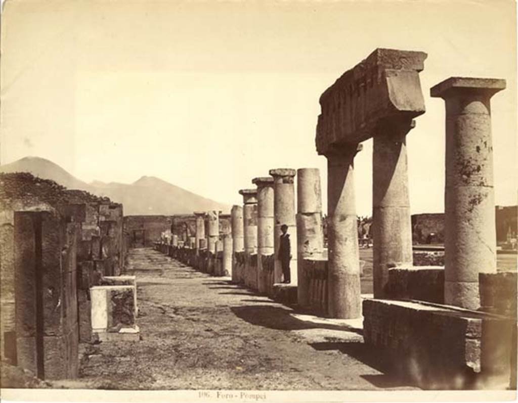 VII.8 Pompeii Forum. 19th century postcard numbered 106. Looking north along west side. Photo courtesy of Rick Bauer.