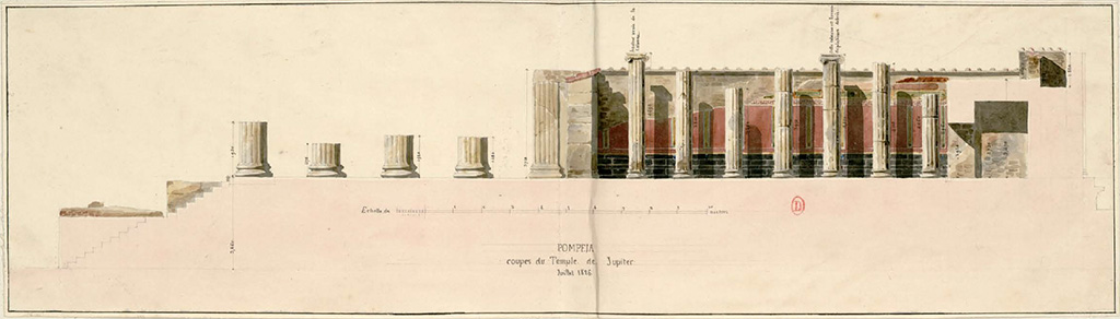 VII.8.1 Pompeii. July 1826. Drawing of Temple, looking towards west side.
See Poirot, P. A., 1826. Carnets de dessins de Pierre-Achille Poirot. Tome 2 : Pompeia, pl.25.
See Book on INHA  Document placé sous « Licence Ouverte / Open Licence » Etalab 

