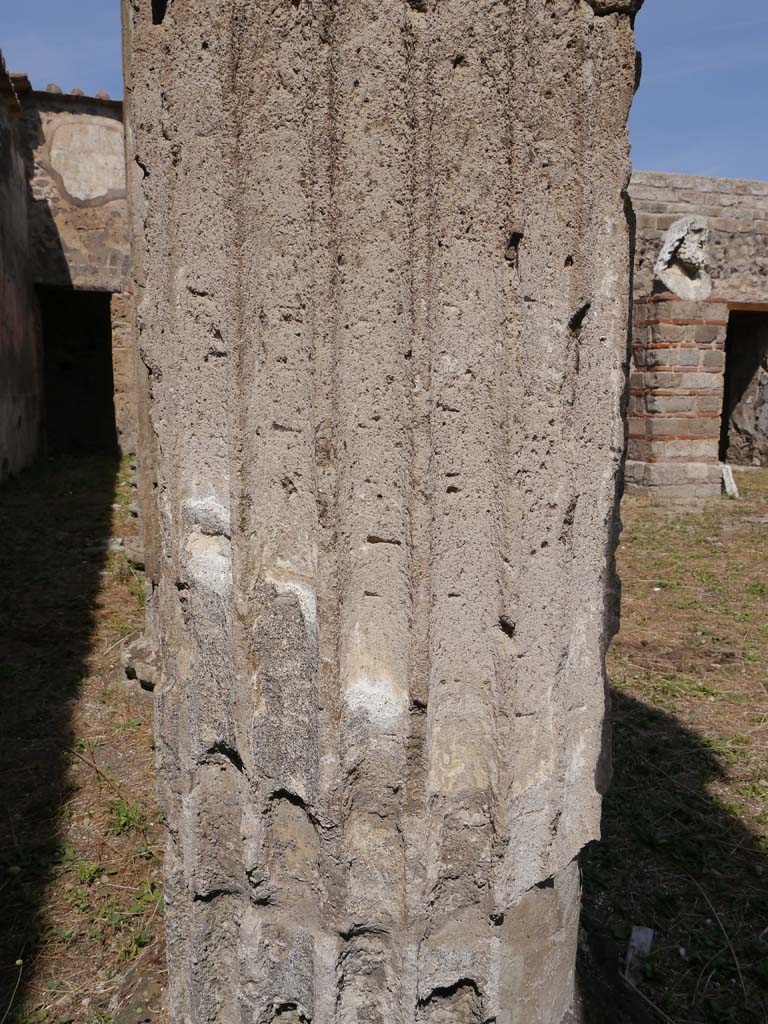 VII.8.01 Pompeii. September 2018. Detail from column near west wall, looking north. 
Foto Anne Kleineberg, ERC Grant 681269 DÉCOR.
