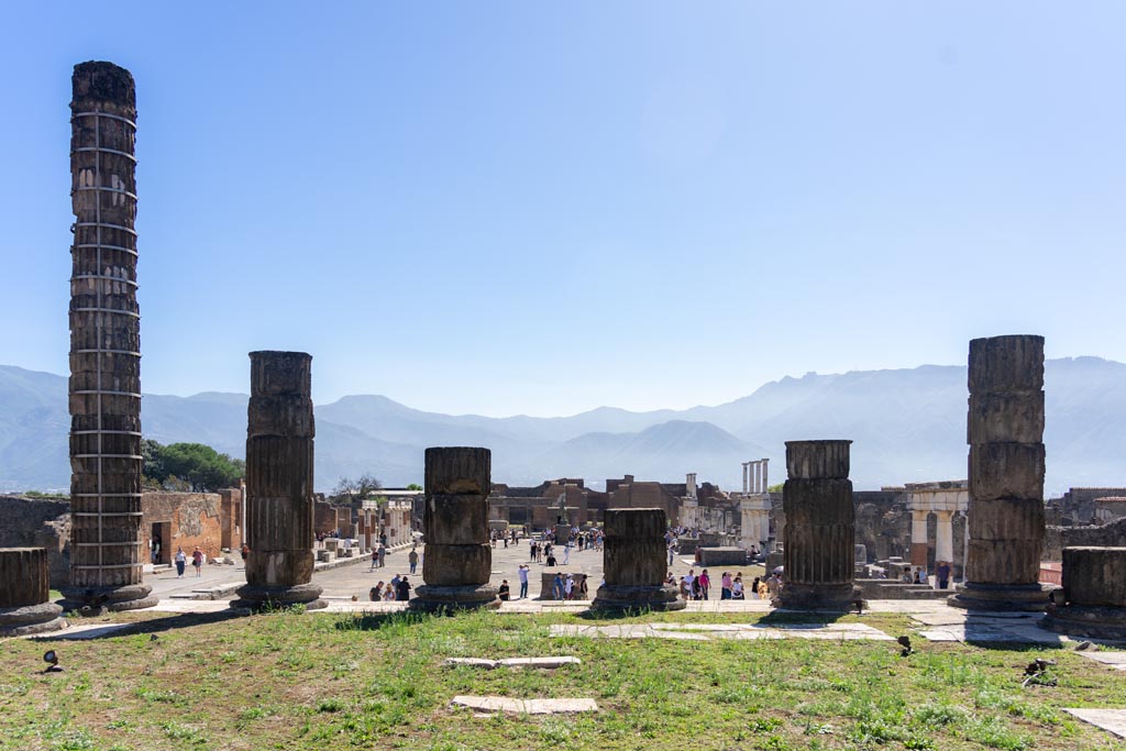 VII.8.1 Pompeii. October 2023. Looking south across Forum from top of central steps. Photo courtesy of Johannes Eber.

