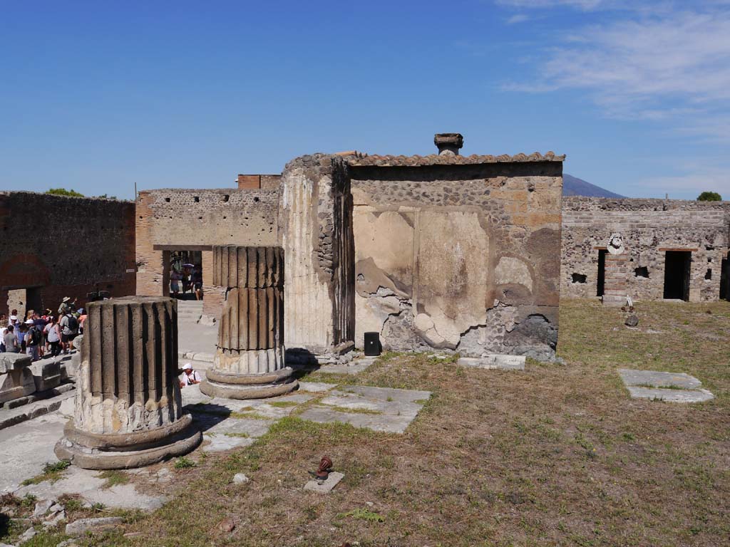 VII.8.01 Pompeii. July 2017. Looking north-west towards column and pilaster at west end.
Foto Anne Kleineberg, ERC Grant 681269 DÉCOR.
