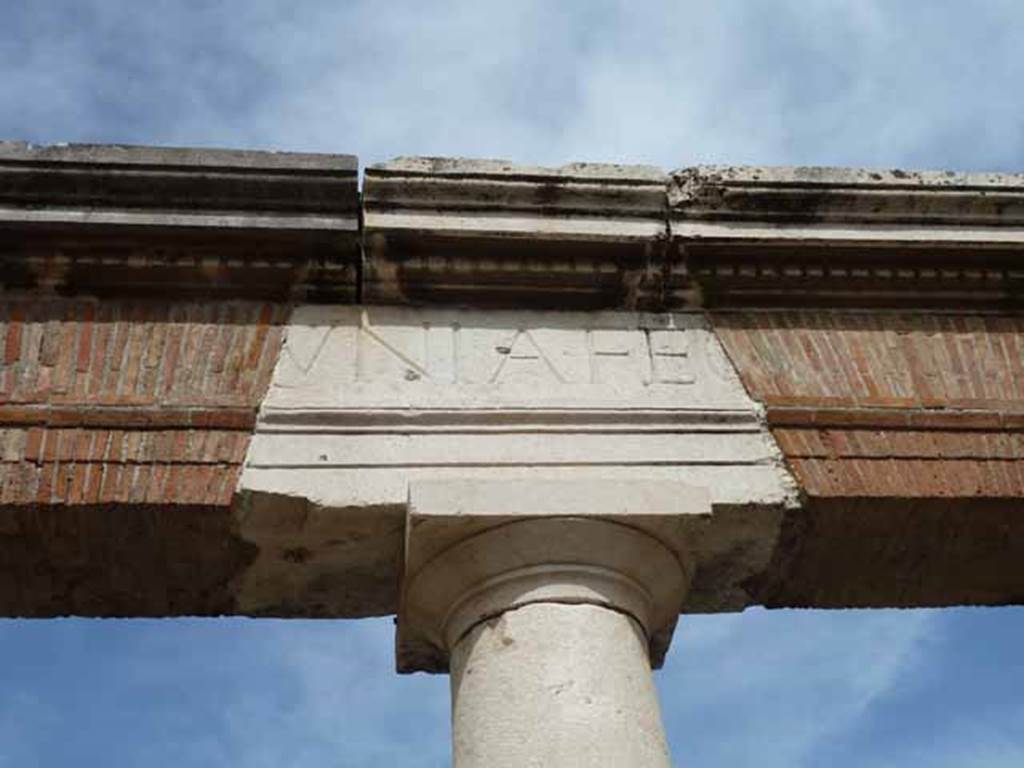 VII.9.1 Pompeii. May 2010. Eumachia’s Building portico. Part of inscription.