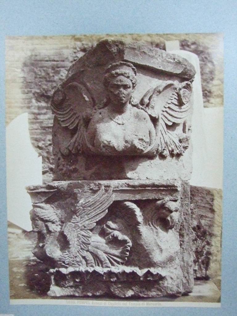 VII.9.2 Pompeii. Capitals of pilasters preserved in Temple of Mercury. 
Old undated photograph.  Courtesy of Society of Antiquaries. Fox Collection.
