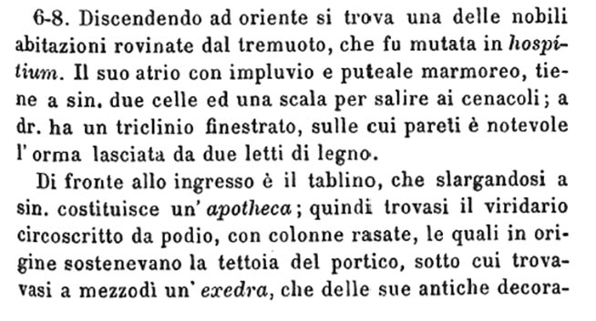 VII.11.6 Pompeii. Description of rooms.
See Fiorelli, G., 1875. Descrizione di Pompei. Napoli, (p.277).
