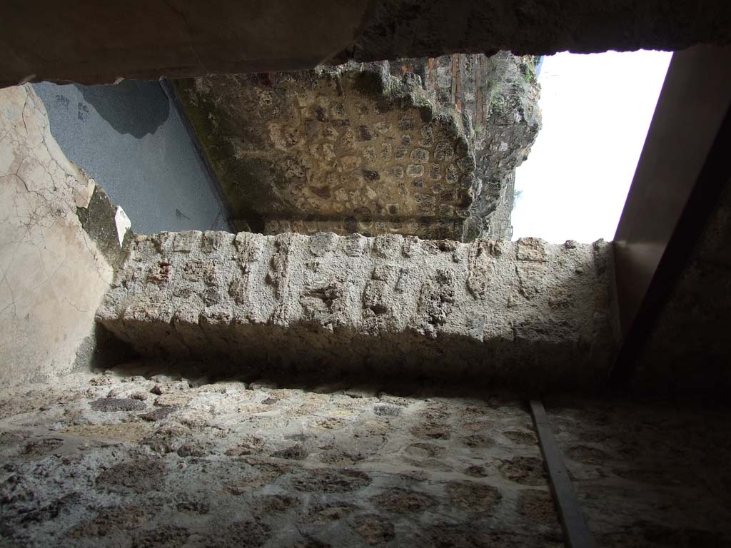 VII.12.20  Pompeii.  March 2009. Room 2. Remains of painted plaster decoration.

