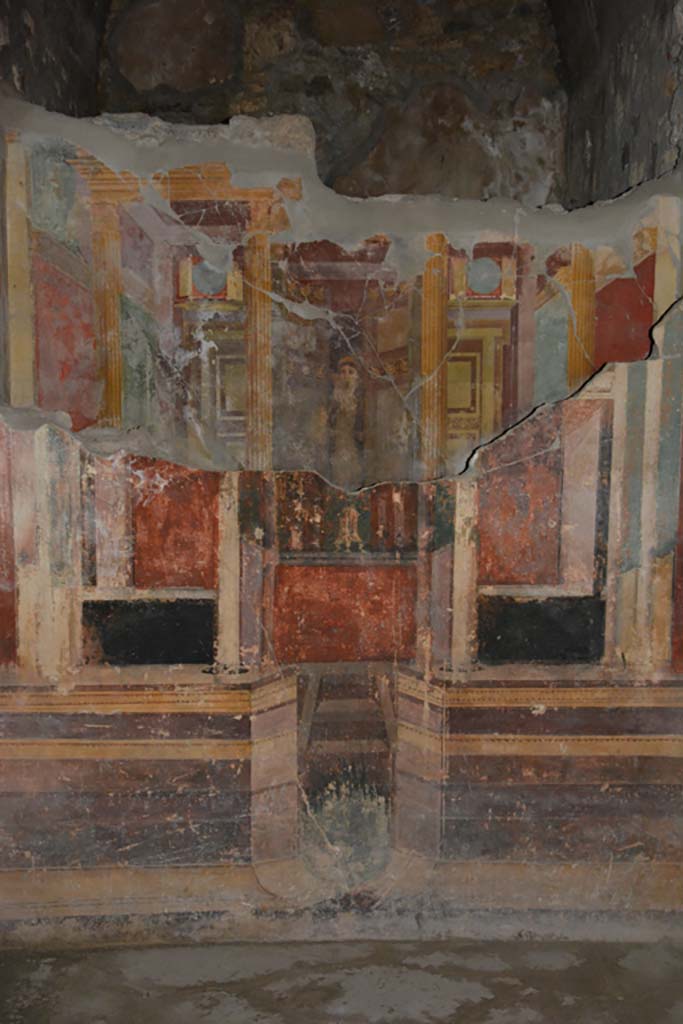 VII.16.22 Pompeii. October 2018. Looking towards east wall of cubiculum, concealing a hidden wall.
Foto Annette Haug, ERC Grant 681269 DCOR.
