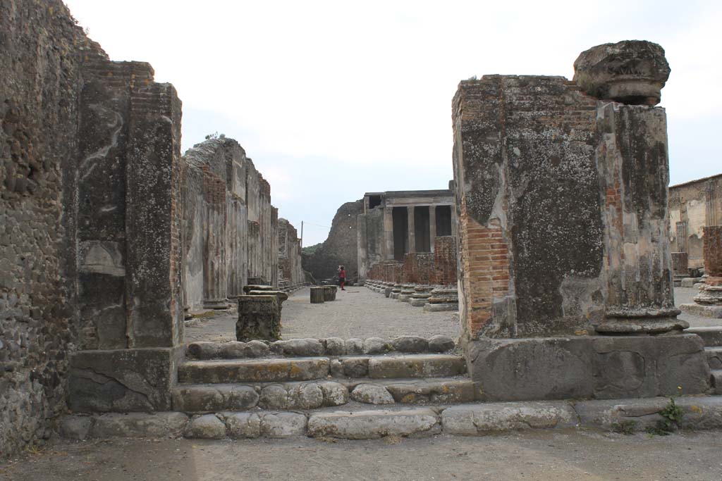 VIII.1.1 Pompeii. March 2014. Basilica entrance steps at south end, looking west along south corridor.
Foto Annette Haug, ERC Grant 681269 DÉCOR.
