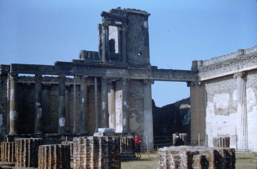 VIII.1.1 Pompeii. November 1961. Looking west across Basilica and north-west corner. Photo courtesy of Rick Bauer.
