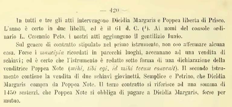 VIII.2.23 Pompeii. Regarding the wax tablets found 20th September. Notizie degli Scavi di Antichità, 1887, p. 420.