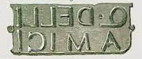 VIII.3.8 Pompeii. 1862 painting of the seal of Quinti Delli Amici.
Now in Naples Archaeological Museum. Inventory number: 4737.
See Niccolini F, 1862. Le case ed i monumenti di Pompei: Volume Secondo. Napoli, Desc. Gen Tav. 56, no. 6.
