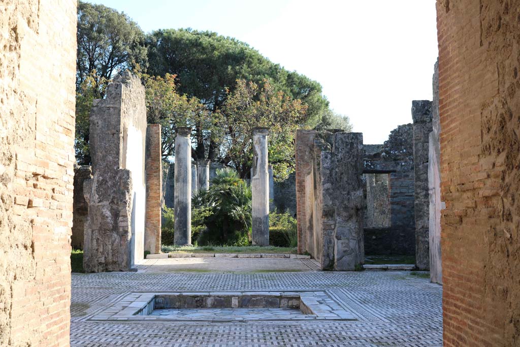 VIII.3.8, Pompeii., December 2018. 
Looking south from entrance corridor towards impluvium in the atrium and across the tablinum to the peristyle. Photo courtesy of Aude Durand.


