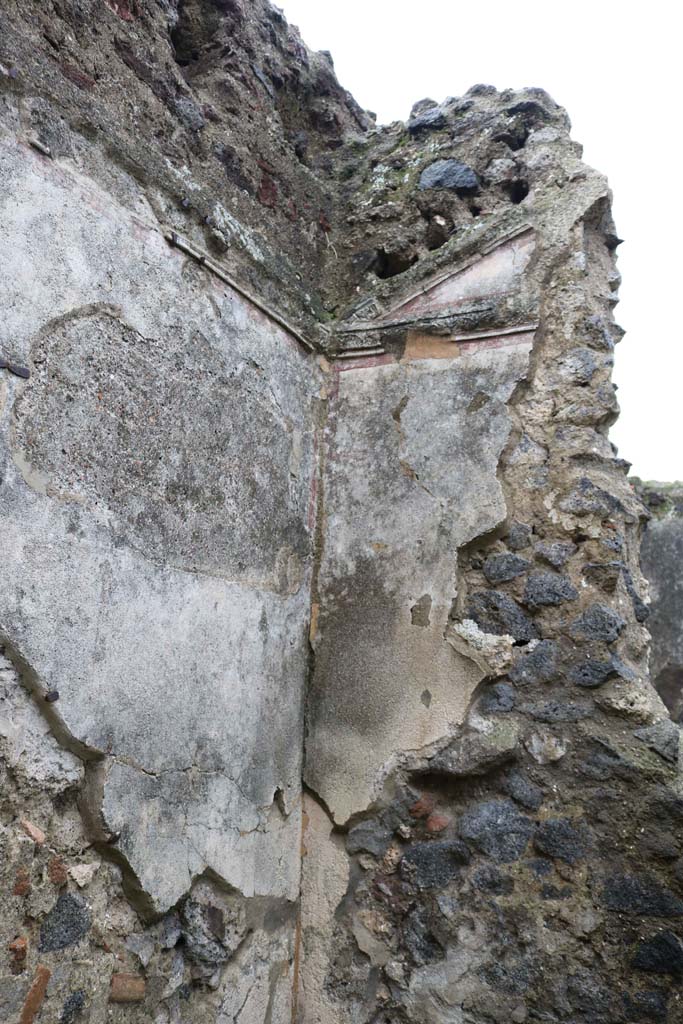 VIII.4.12, Pompeii. December 2018. 
Detail of remaining stucco and vaulted ceiling cornice from an unknown room, perhaps on the east side. ?
Photo courtesy of Aude Durand.
