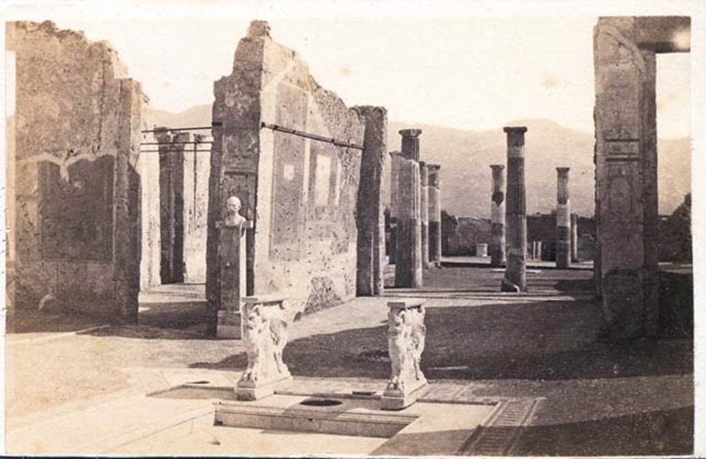 VIII.4.15 Pompeii. Between 1867 and 1874. Looking south from atrium towards tablinum.
Photo by Sommer and Behles. Photo courtesy of Charles Marty.
