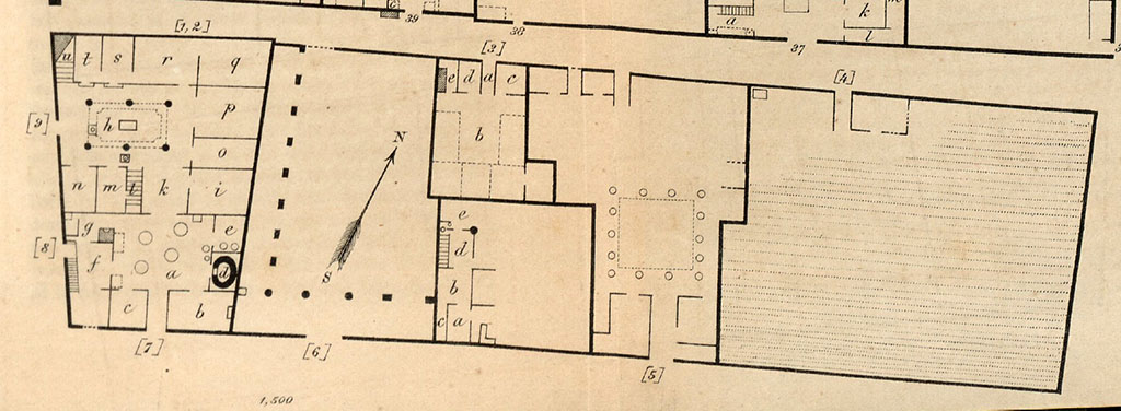 VIII.6.5 Pompeii. Unnumbered on plan, should be to the right (east) of area numbered (5).
See Bullettino dellInstituto di Corrispondenza Archeologica (DAIR), 1883, p.170
