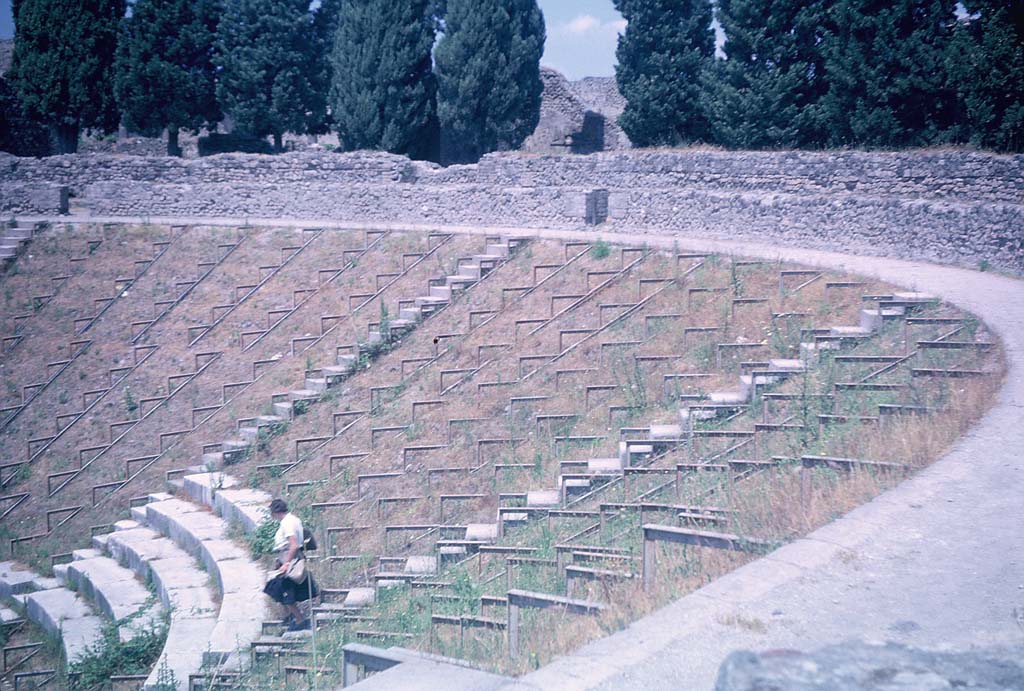 VIII.7.21 Pompeii. Large Theatre. June 1962. Looking west/north-west. Photo courtesy of Rick Bauer.