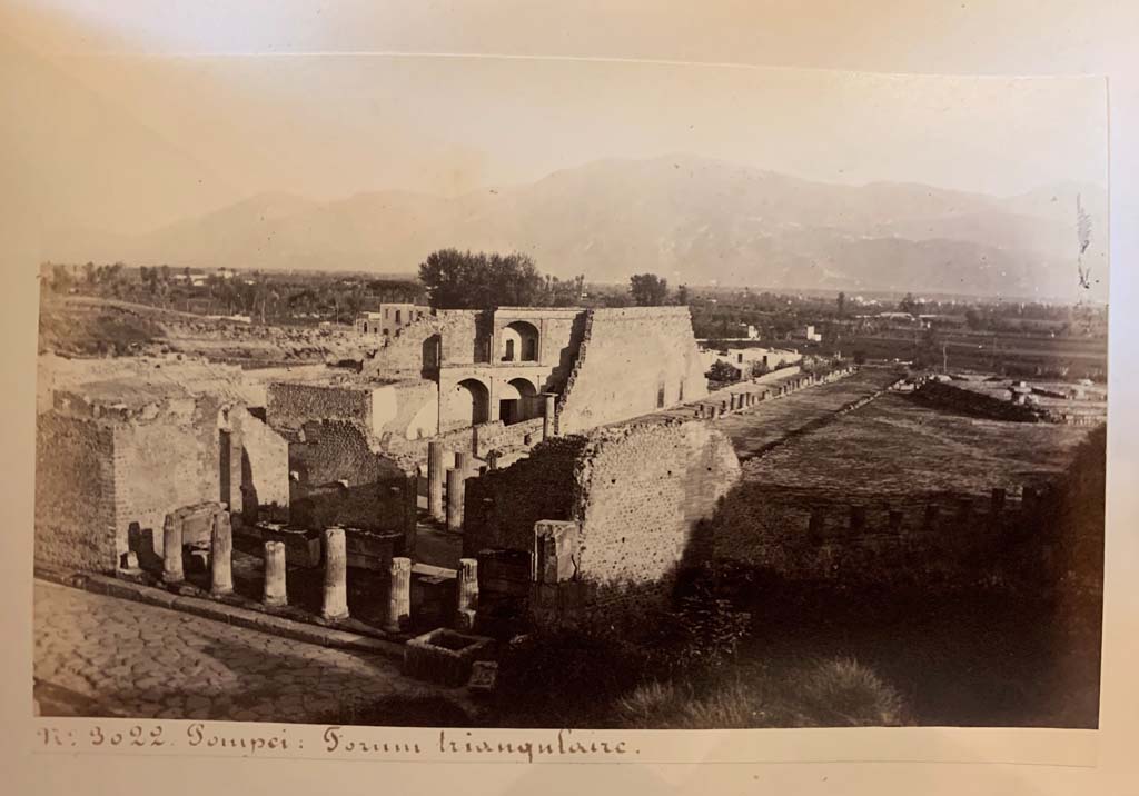 VIII.7.30 Pompeii. Looking towards the Triangular Forum and Large Theatre.
From an album of Michele Amodio dated 1874, entitled “Pompei, destroyed on 23 November 79, discovered in 1745”. 
Photo courtesy of Rick Bauer.