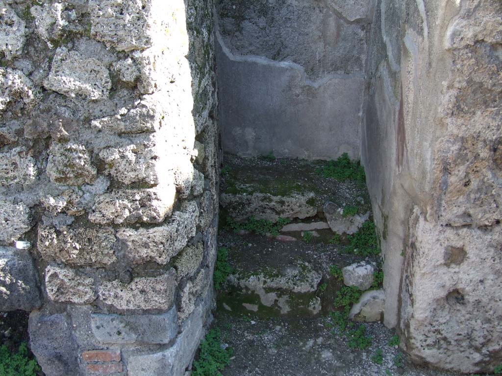 IX.3.2 Pompeii. March 2009. Access steps to three masonry boilers against south wall of former atrium.