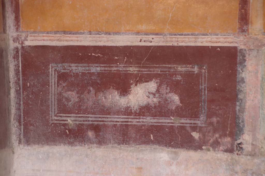 IX.3.5 Pompeii. October 2020. Room 13, painting in predella in lower part of east end of south wall. Photo courtesy of Klaus Heese.