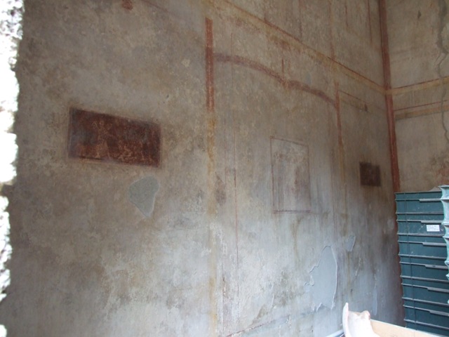 IX.3.5 Pompeii.  March 2009.  Remains of aedicula altar on south west side of atrium.