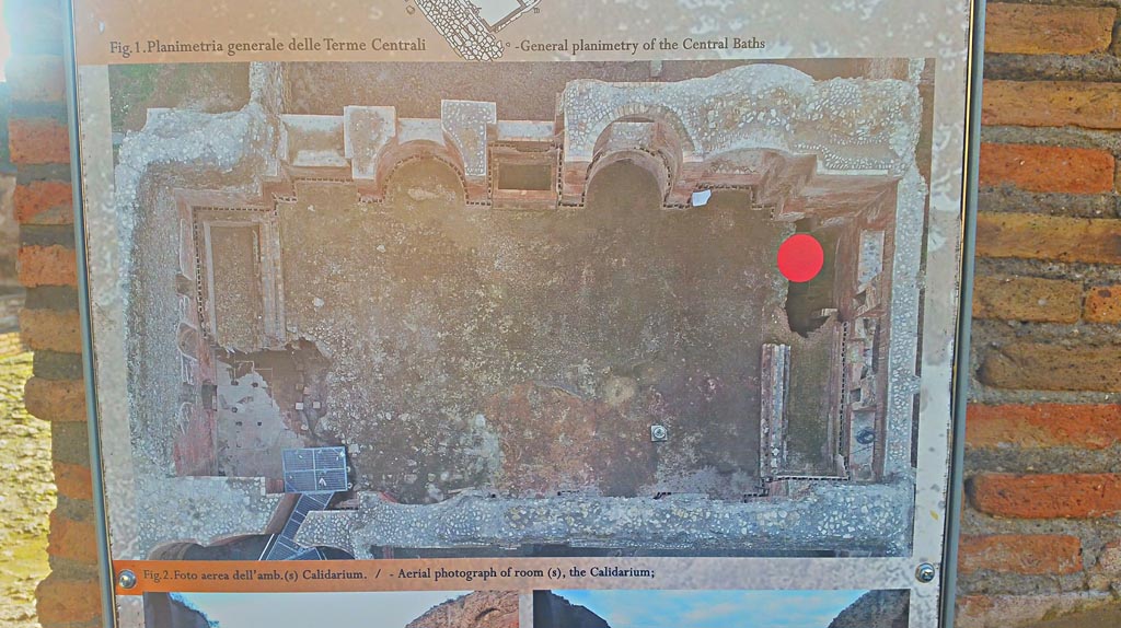 IX.4.18 Pompeii. December 2019. Descriptive plan showing Caldarium “s”. Photo courtesy of Giuseppe Ciaramella.