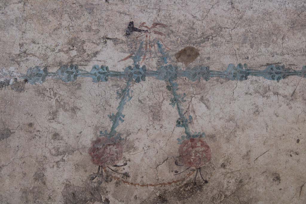 IX.5.16 Pompeii. May 2019. Room f’, detail from above painting at west end of north wall.
Foto Christian Beck, ERC Grant 681269 DÉCOR.
