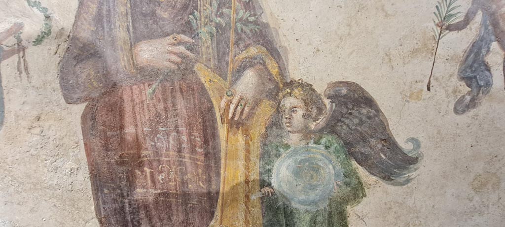 IX.7.1 Pompeii. April 2022. 
Detail from fresco of Venus Pompeiana with cupid, photographed on display in Antiquarium. Photo courtesy of Giuseppe Ciaramella.
