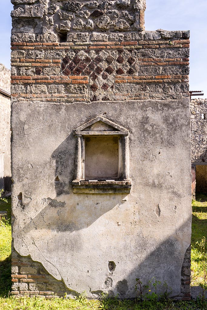 IX.7.20 Pompeii. April 2022. 
Looking towards south wall of atrium with niche. Photo courtesy of Johannes Eber.

