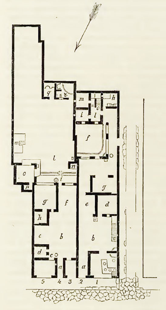 IX.9.2 Pompeii. 1888 plan. 
The plan also shows IX.9.1 and side entrance IX.9.a (not numbered).
See Notizie degli Scavi di Antichit, 1888, where it is referred to as IX.7., p.514.
