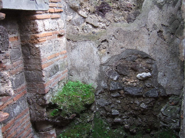 IX.9.c Pompeii.  March 2009.   Latrine.  South wall, with downpipe.