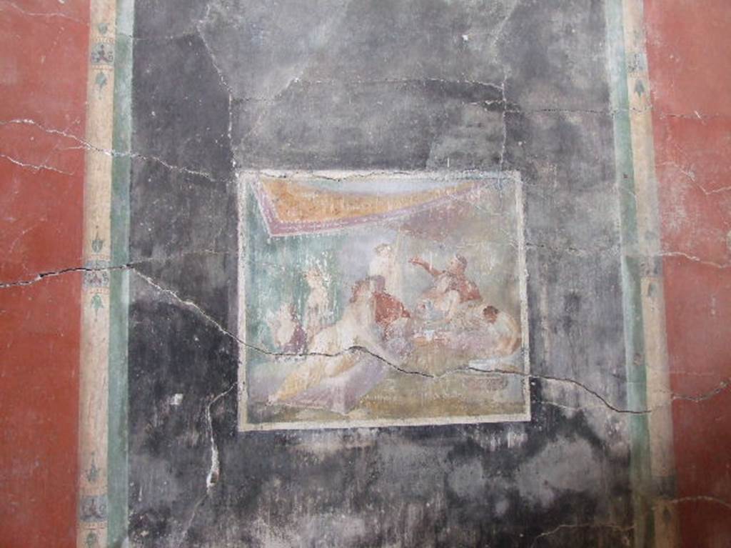IX.12.6 Pompeii. December 2006.  Room 3, north wall. Painting of banqueting scene.