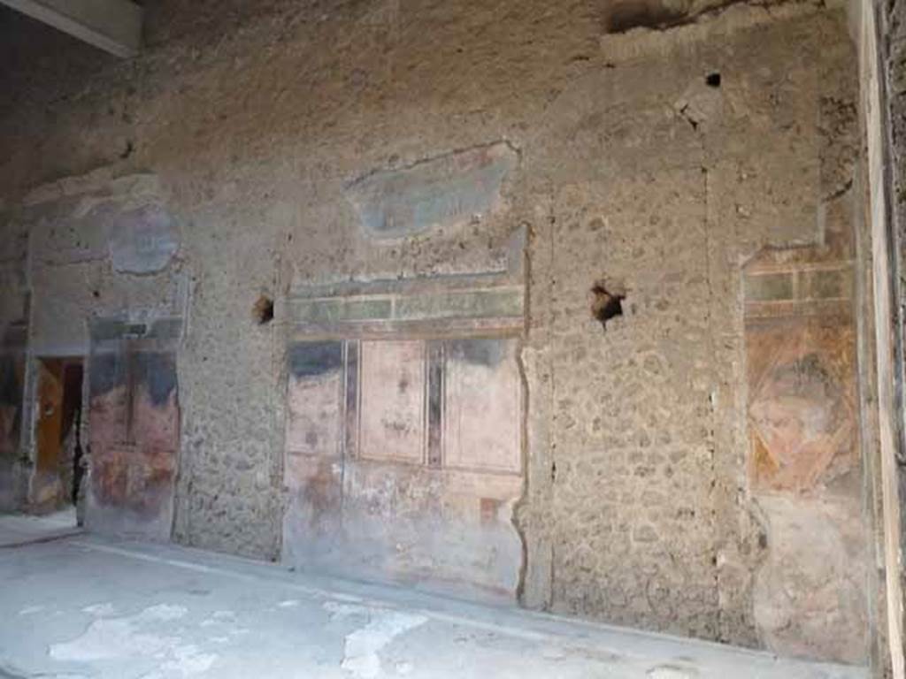 Villa of Mysteries, Pompeii. May 2010. Room 64, north wall of atrium. Looking north-west towards corridor F2.