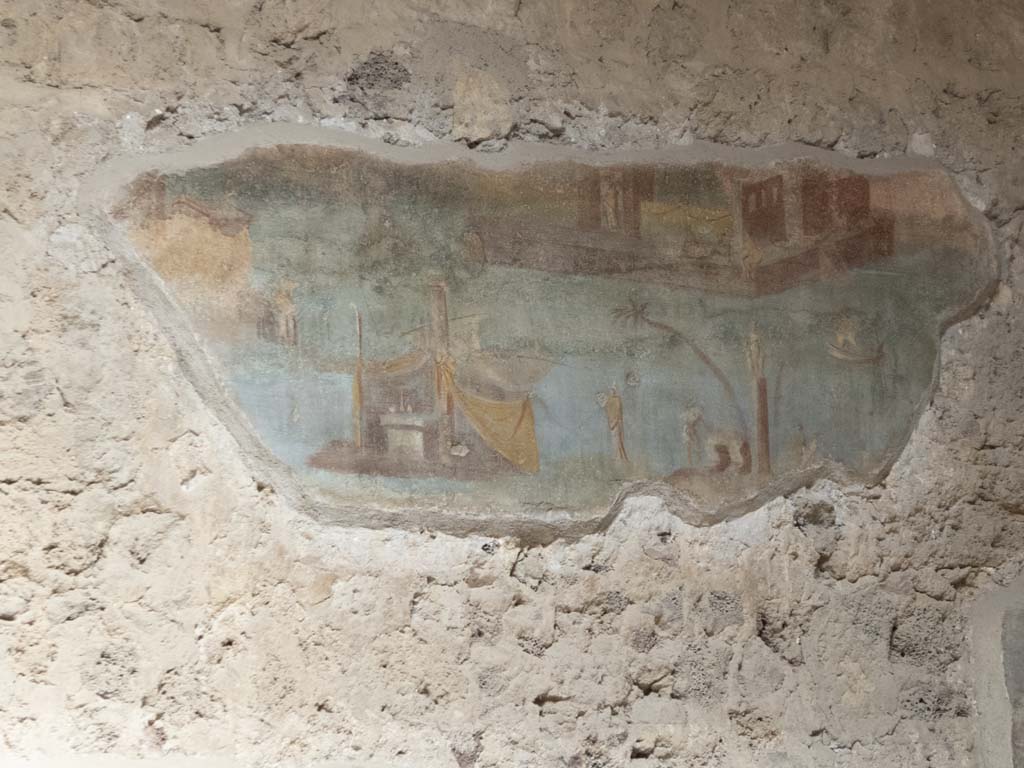Villa of Mysteries, Pompeii. September 2017. Room 64, wall painting of Nile scene from north wall of atrium.
Foto Annette Haug, ERC Grant 681269 DÉCOR.
