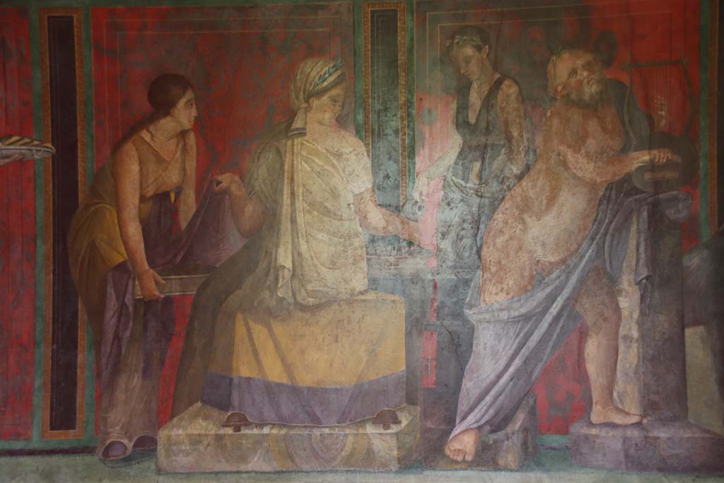 Villa of Mysteries, Pompeii. September 2021. Room 5, north wall. Photo courtesy of Klaus Heese.