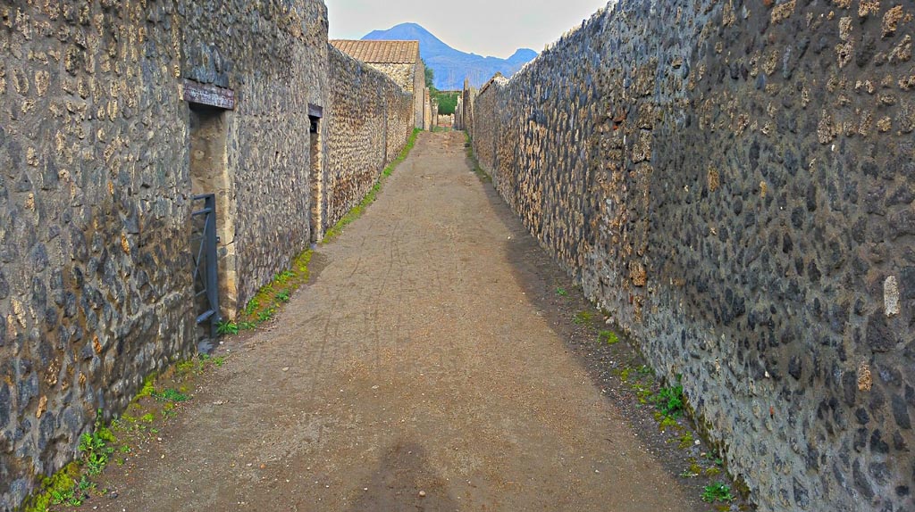 Vicolo dei Fuggiaschi, Pompeii. 2017/2018/2019. 
Looking north between I.15 and I.14, from near I.15.5, on left. Photo courtesy of Giuseppe Ciaramella.
