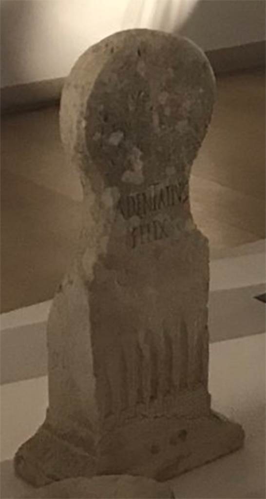 Pompeii Porta Nocera. 2017. Tomb 15ES. Columella of Aulus Dentatius Felix.