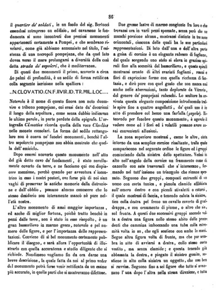 Bullettino Archeologico Napoletano XLVI (11 dell’anno III) 1845 p. 86.