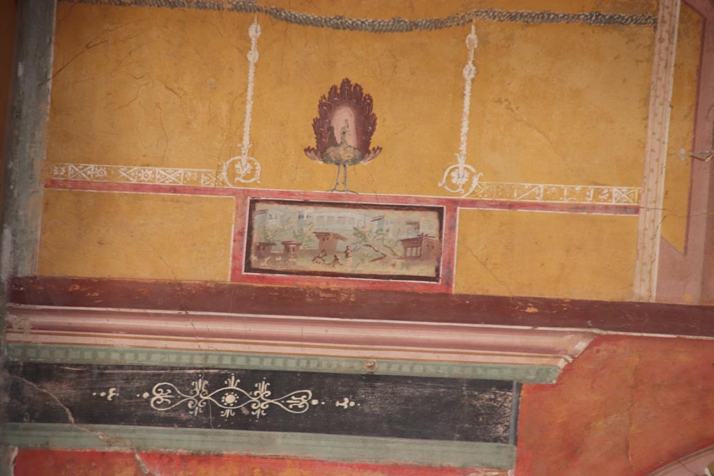 Oplontis Villa of Poppea, October 2022. Room 8, detail from upper north end of recess in east wall. Photo courtesy of Klaus Heese.