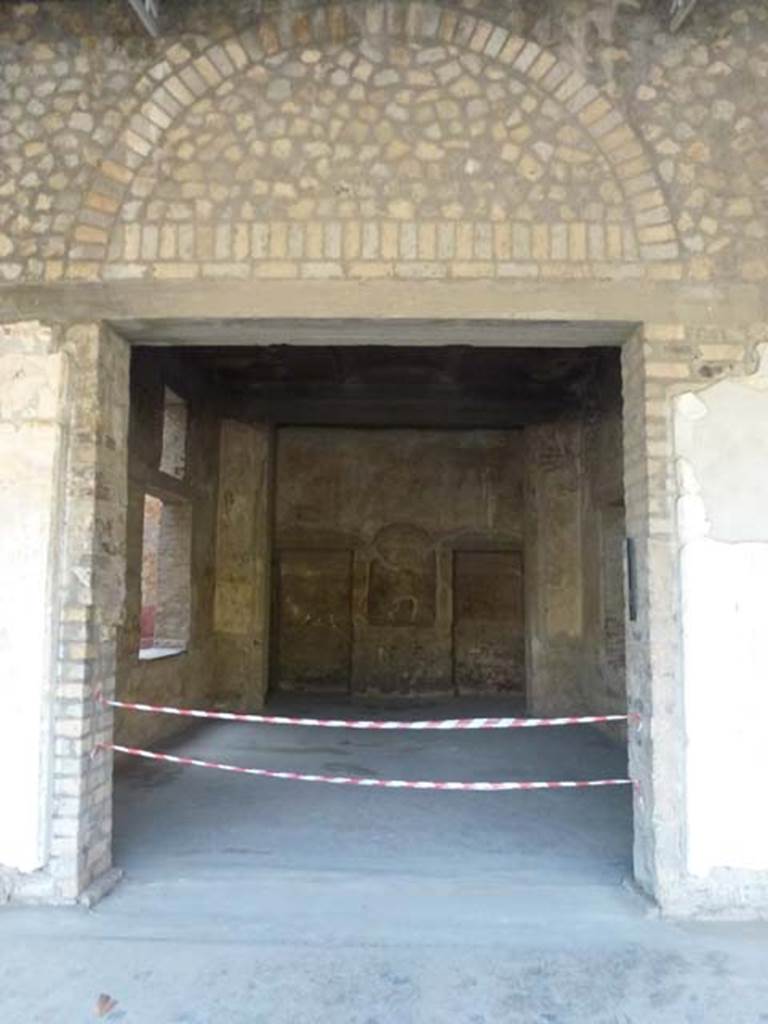 Oplontis, September 2011. Area 60, west portico wall with doorway to room 74. Looking west.  Photo courtesy of Michael Binns.
