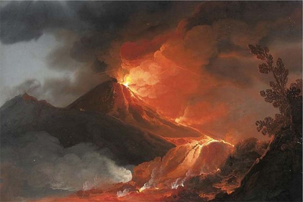 Vesuvius Eruption 1820, painting by Camillo de Vito, Naples.
