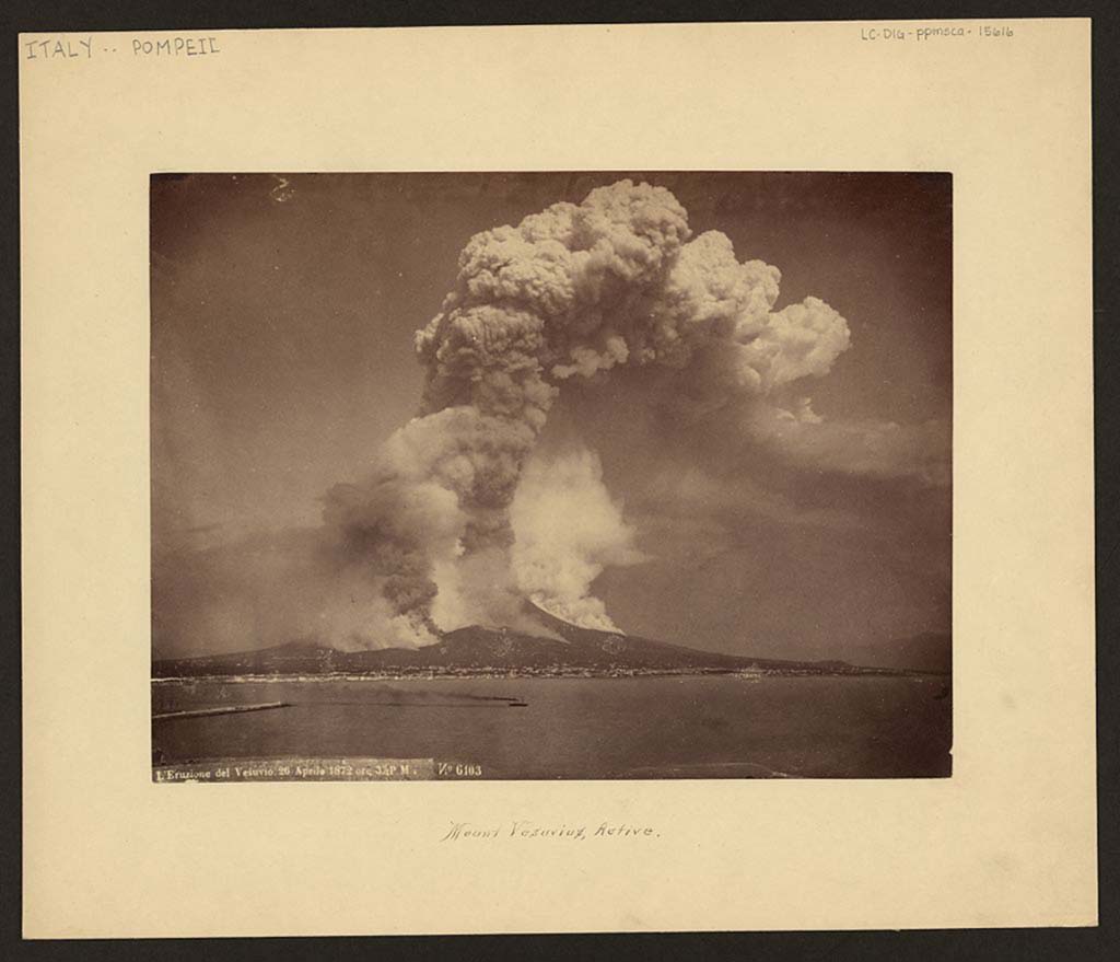 Vesuvius Eruption April 26th, 1872 at 3.30pm. Photo by Giorgio Sommer, No. 6103.