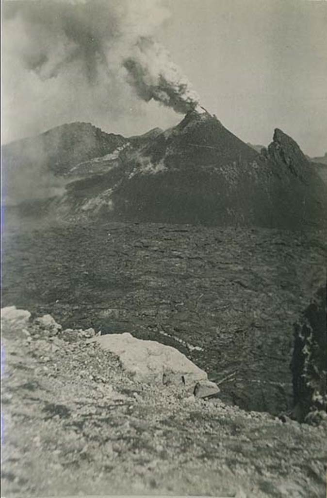 Vesuvius 1934. Vesuvius rim, looking across lava to cone. Photo courtesy of Rick Bauer.
