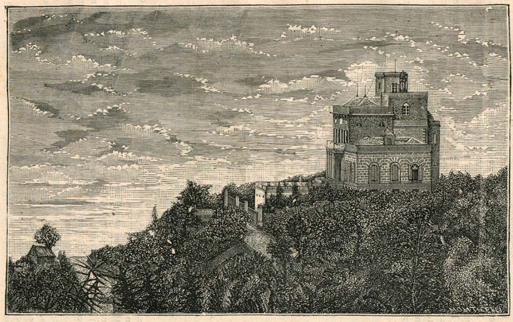 Vesuvius Observatory. 1880 drawing by Luigi Palmieri.
See Palmieri L., 1880. Il Vesuvio e la sua storia. Milano: Tipografia Faverio, p. 65.
