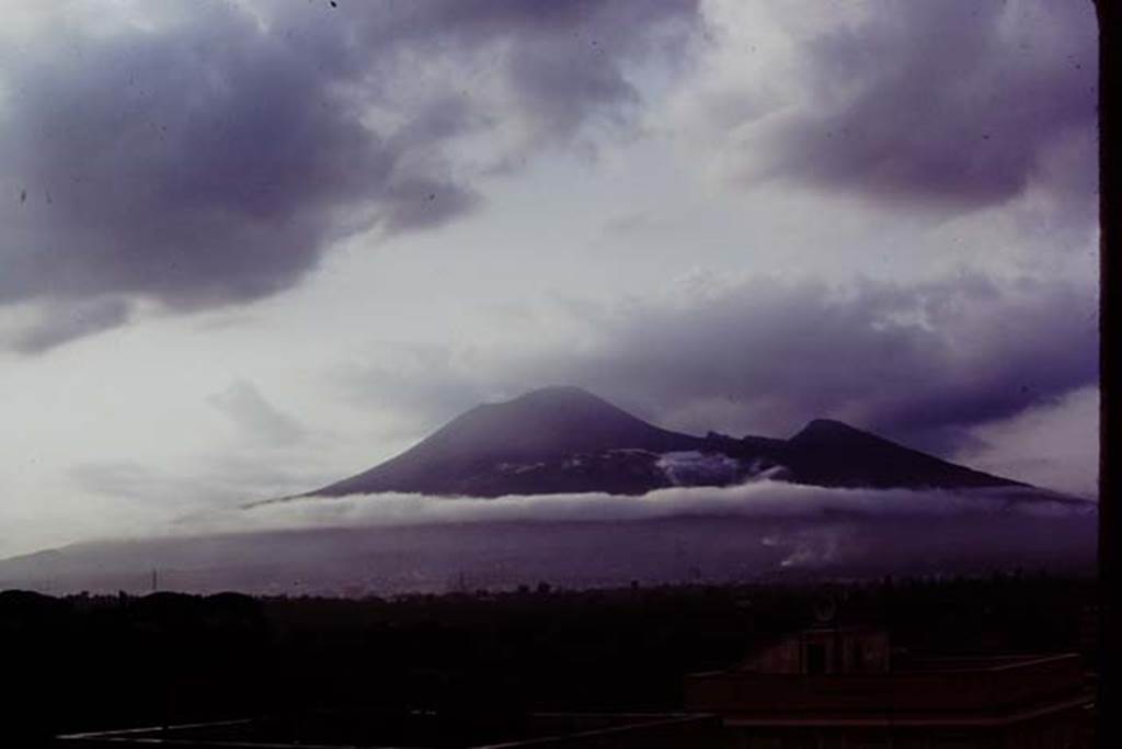 Vesuvius, 1973. Vesuvius above low cloud. Photo by Stanley A. Jashemski. 
Source: The Wilhelmina and Stanley A. Jashemski archive in the University of Maryland Library, Special Collections (See collection page) and made available under the Creative Commons Attribution-Non-commercial License v.4. See Licence and use details.
J73f0602
