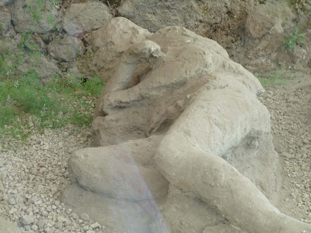 I.21.6 Pompeii. May 2016. Detail of plaster cast of the impression of a body.  
Photo courtesy of Buzz Ferebee.
