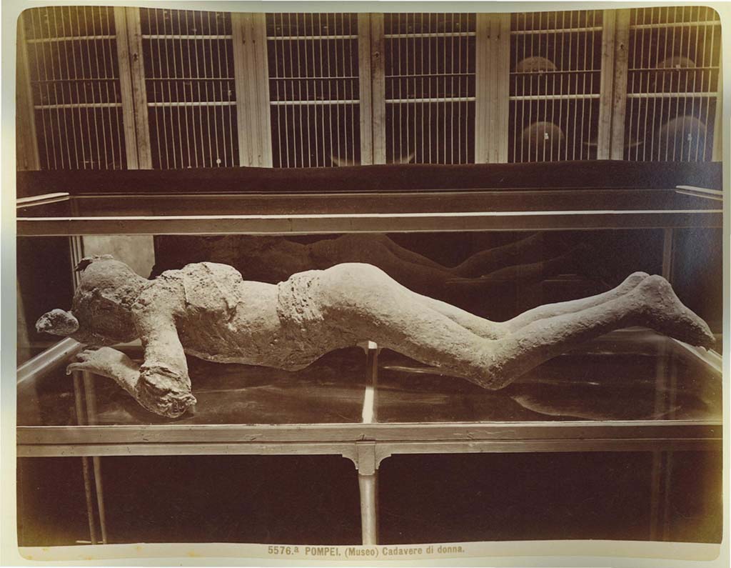 Victim number 10 photographed by Michele Amodio. The title is "Pompei jeune femme excavations 1878". Photo courtesy of Eugene Dwyer.