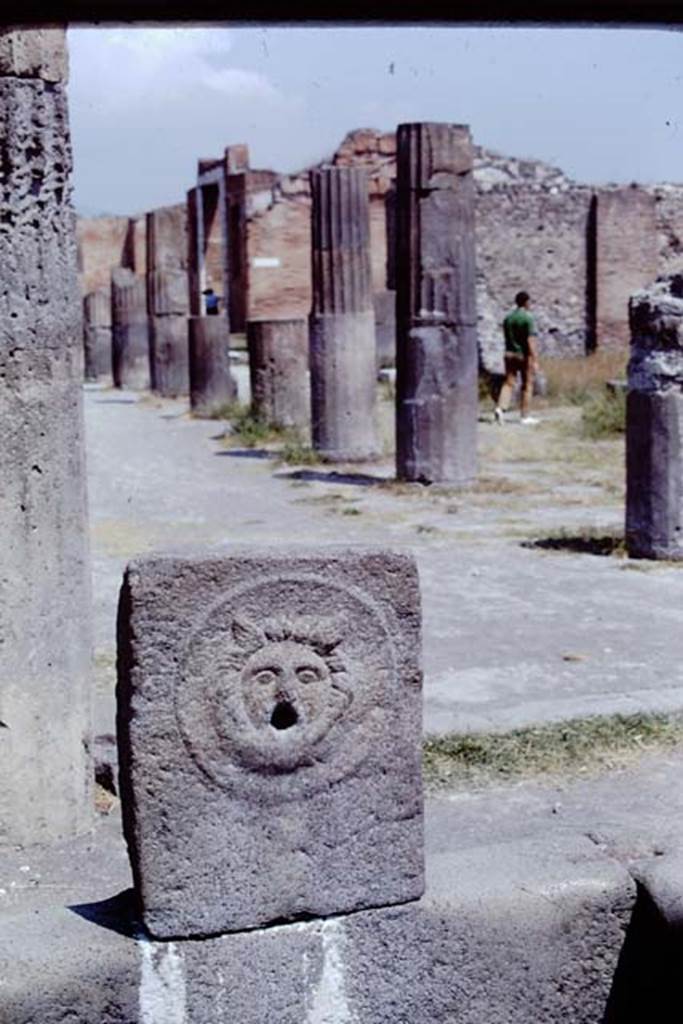 Outside VIII.2.11, Pompeii. 1968. Face of gorgon on fountain on Via delle Scuole. Photo by Stanley A. Jashemski.
Source: The Wilhelmina and Stanley A. Jashemski archive in the University of Maryland Library, Special Collections (See collection page) and made available under the Creative Commons Attribution-Non Commercial License v.4. See Licence and use details.
J68f1189
