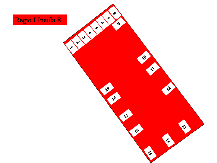 Pompeii Regio I(1) Insula 8. Plan of entrances 1 to 19